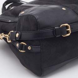 Pre Owned Versace Black Medusa Print Fabric and Leather Studded Satchel