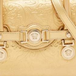 Pre Owned Versace Gold Leather Medium Medusa Medallion Tote
