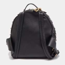 Pre Owned Versace Black Leather La Medusa Studded Backpack