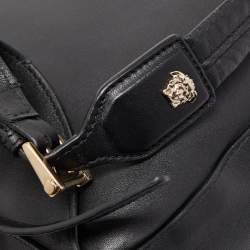 Pre Owned Versace Black Leather La Medusa Studded Backpack