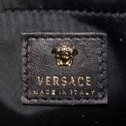 Pre Owned Versace Black Leather La Medusa Studded Backpack