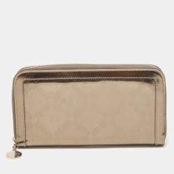 Versace Metallic Embossed Glossy Leather Medusa Zip Around Wallet