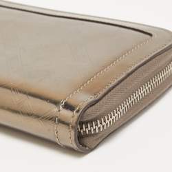 Versace Metallic Embossed Glossy Leather Medusa Zip Around Wallet
