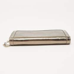 Versace Metallic Embossed Glossy Leather Medusa Zip Around Wallet