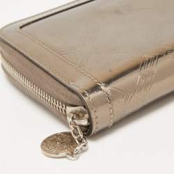 Versace Metallic Embossed Glossy Leather Medusa Zip Around Wallet
