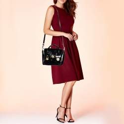 Pre Owned Versace Black Patent Leather Medusa Medallion Tote