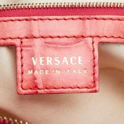 Versace Red Croc Embossed Leather D Ring Satchel