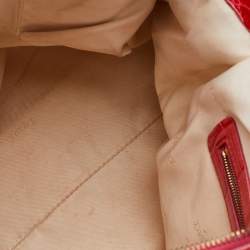 Versace Red Croc Embossed Leather D Ring Satchel