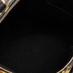 Pre Owned Versace Black/Yellow Printed Coated Canvas and Leather Boston Bag