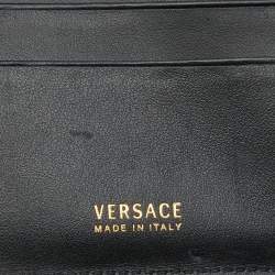 Versace Black/Yellow Baroque Print Coated Canvas Zip Around Wallet