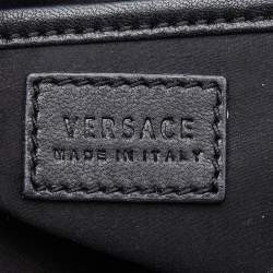 Pre Owned Versace Black/Gold Python and Leather Medusa Studded Chain Shoulder Bag