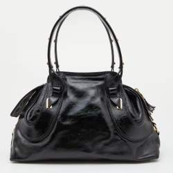 Pre Owned Versace Black Patent Leather Satchel  