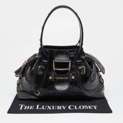 Pre Owned Versace Black Patent Leather Satchel  