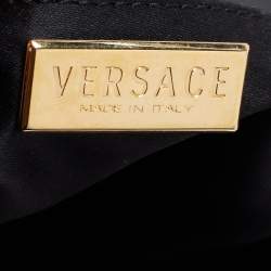 Versace Black Monogram Fabric and Leather Biker Hobo