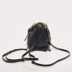Pre Owned Versace Black Leather Mini Medusa Palazzo Backpack