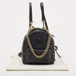 Pre Owned Versace Black Leather Mini Medusa Palazzo Backpack