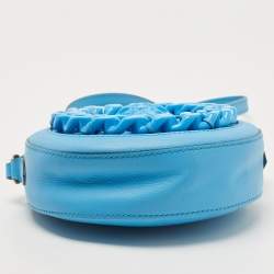 Pre Owned Versace Light Blue Leather La Medusa Round Crossbody Bag