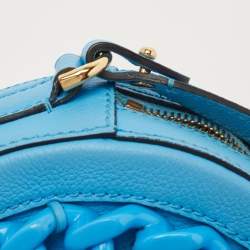 Pre Owned Versace Light Blue Leather La Medusa Round Crossbody Bag