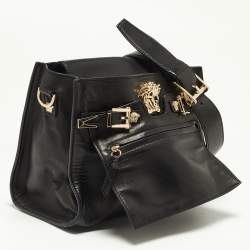 Versace Black Leather Donna Palazzo Shoulder Bag