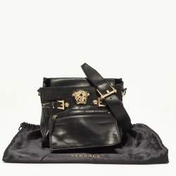Versace Black Leather Donna Palazzo Shoulder Bag