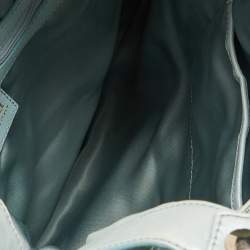 Pre Owned Versace Ice Blue Signature Nylon and Leather Hobo