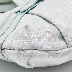 Pre Owned Versace Ice Blue Signature Nylon and Leather Hobo