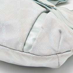 Pre Owned Versace Ice Blue Signature Nylon and Leather Hobo