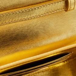 Versace Gold Satin Mini Limited Edition Crystal Embellished Top Handle Bag