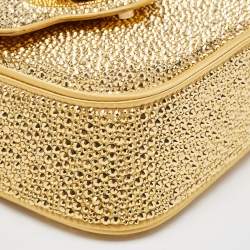 Versace Gold Satin Mini Limited Edition Crystal Embellished Top Handle Bag