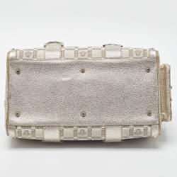 Versace Metallic Gold/Beige Signature Fabric and Leather Snap Out Of It Satchel