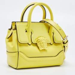Pre Owned Versace Yellow Leather Mini Medusa Empire Tote