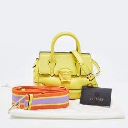 Pre Owned Versace Yellow Leather Mini Medusa Empire Tote