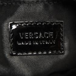 Pre Owned Versace Black Signature Fabric and Patent Leather Shopper Chain Tote