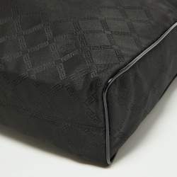 Pre Owned Versace Black Signature Fabric and Patent Leather Shopper Chain Tote