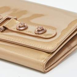 Versace Gold Patent Leather Medusa Wallet On Chain