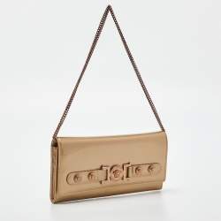 Versace Gold Patent Leather Medusa Wallet On Chain