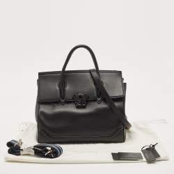 Pre Owned Versace Black Leather Empire Palazzo Tote