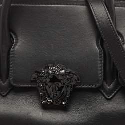 Pre Owned Versace Black Leather Empire Palazzo Tote