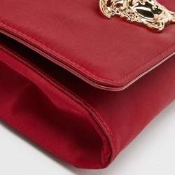 Pre Owned Versace Red Satin Palazzo Medusa Chain Clutch