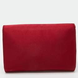 Pre Owned Versace Red Satin Palazzo Medusa Chain Clutch