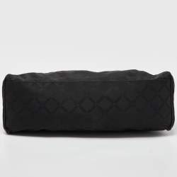 Pre Owned Versace Black/Gold Monogram Nylon and Leather Medusa Plaque Tote