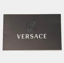 Pre Owned Versace Black/Gold Monogram Nylon and Leather Medusa Plaque Tote