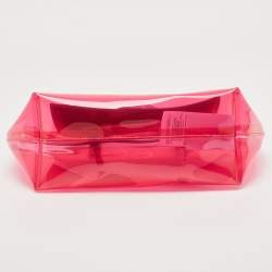 Pre Owned Versace Light Green/Magenta Clear PVC Logo Tote