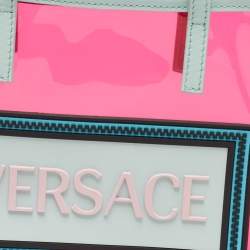 Pre Owned Versace Light Green/Magenta Clear PVC Logo Tote
