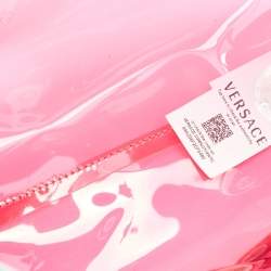 Pre Owned Versace Light Green/Magenta Clear PVC Logo Tote