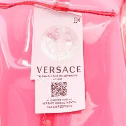 Pre Owned Versace Light Green/Magenta Clear PVC Logo Tote