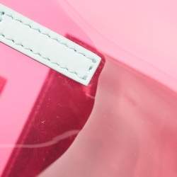 Pre Owned Versace Light Green/Magenta Clear PVC Logo Tote