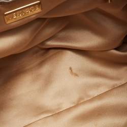 Versace Pale Gold/Beige Signature Fabric and Leather Snap Out Of It Satchel