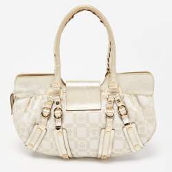 Versace Gold Signature Fabric and Leather Medusa Satchel