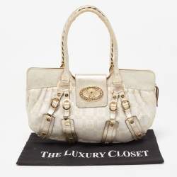 Versace Gold Signature Fabric and Leather Medusa Satchel